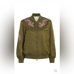 Cinq a sept Tallula flower Embellished nylon bomber jacket